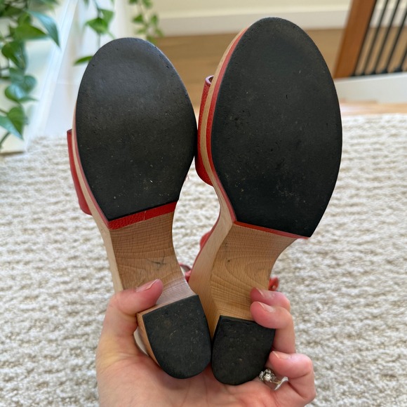 ROBERT CLERGERIE Leather Wood‎ Platform Ankle Strap Heels Sandals Women 5.5 - Picture 11 of 11